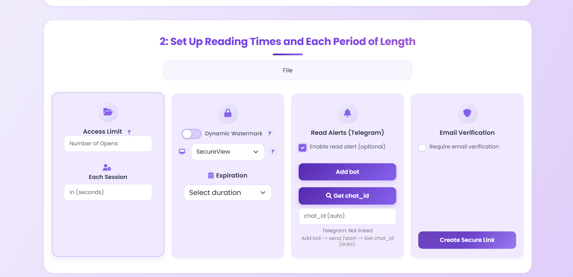 Configure security and expiration