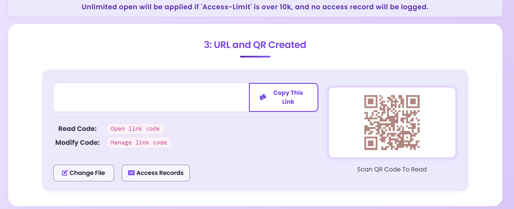 Secure link and QR code