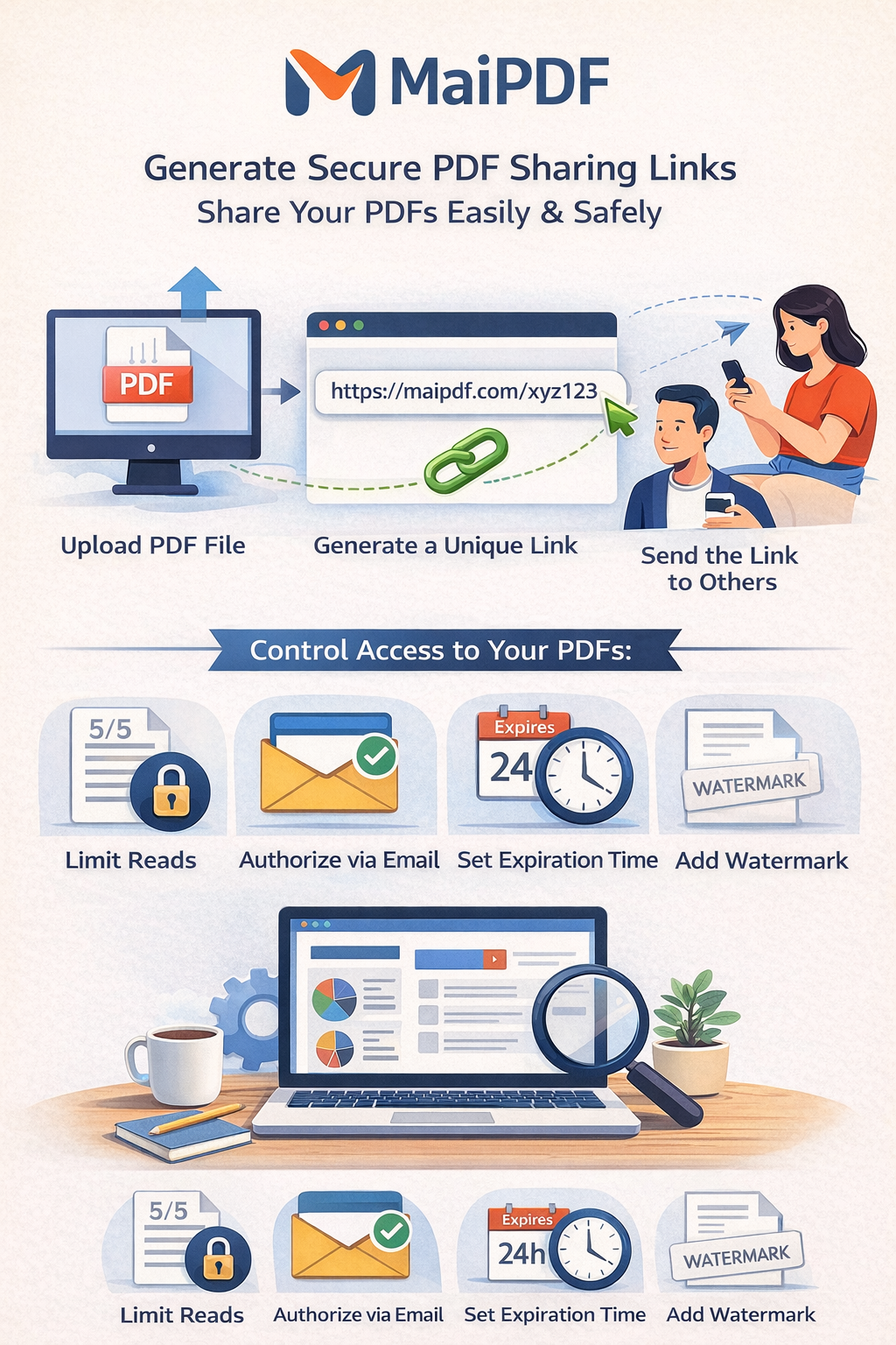 Share PDF online — generate secure links with MaiPDF